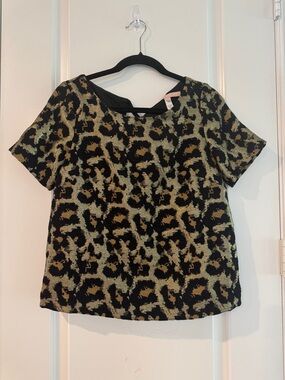 Hutch Leopard Print Short Sleeve Top - Black and Tan
